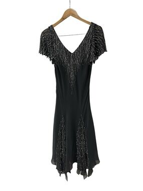 J Kara Handkerchief Hem Grey Beaded Fairy Dress 10